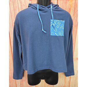 Southern Tide Blue Cropped Hoodie Medium Cotton/Polyester